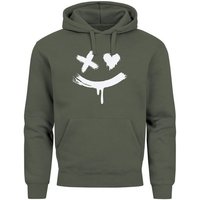 Neverless Hoodie Hoodie Herren Bedruckt Techwear Fashion Streetstyle Smiling Face Smile von Neverless