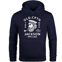 Neverless Hoodie Hoodie Herren Kapitän Motiv Aufdruck Old Cptn Jackson Retro Print Kapuzen-Pullover Männer Neverless® von Neverless