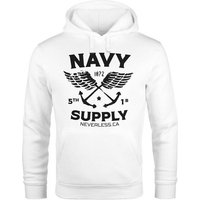 Neverless Hoodie Hoodie Herren Motiv Maritim Nautical Design Schriftzug Navy Supply Anker mit Flügeln Kapuzen-Pullover Männer Neverless® von Neverless