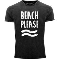 Neverless Print-Shirt Cooles Angesagtes Herren T-Shirt Vintage Shirt Beach Please Urlaub Strand Aufdruck Used Look Slim Fit Neverless® mit Print von Neverless