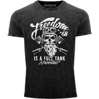 Neverless Print-Shirt Cooles Angesagtes Herren T-Shirt Vintage Shirt Biker Spruch Motiv Totenkopf Aufdruck Used Look Slim Fit Neverless® mit Print von Neverless