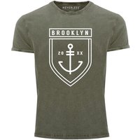 Neverless Print-Shirt Cooles Angesagtes Herren T-Shirt Vintage Shirt Brooklyn Anker Aufdruck Used Look Slim Fit Neverless® mit Print von Neverless