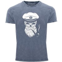 Neverless Print-Shirt Cooles Angesagtes Herren T-Shirt Vintage Shirt Captain Skull Totenkopf Aufdruck Used Look Slim Fit Neverless® mit Print von Neverless