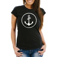 Neverless Print-Shirt Cooles Damen T-Shirt Anker Kreis Segeln Meer Motiv Neverless® mit Print von Neverless