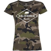 Neverless Print-Shirt Damen Camo-Shirt California Republic Bear Badge Bär Sunshine State USA Camouflage T-Shirt Tarnmuster Neverless® mit Print von Neverless