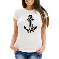 Neverless Print-Shirt Damen T-Shirt Anker Blume Anchor Flower Slim Fit Neverless® mit Print von Neverless