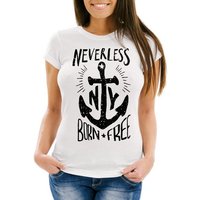Neverless Print-Shirt Damen T-Shirt Anker Born Free Anchor Sailing Slim Fit Neverless® mit Print von Neverless