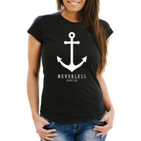 Neverless Print-Shirt Damen T-Shirt Anker Nautical Sailor Segeln Slim Fit Neverless® mit Print von Neverless