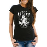 Neverless Print-Shirt Damen T-Shirt Bär Wiking Adventure Runen the North Natur Fashion Streetstyle Slim Fit Neverless® mit Print von Neverless