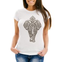 Neverless Print-Shirt Damen T-Shirt Mandala Elefant Elephant Boho Ethno Slim Fit Neverless® mit Print von Neverless