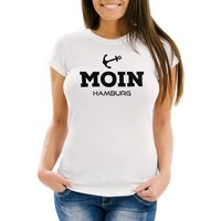Neverless Print-Shirt Damen T-Shirt Moin Hamburg Slim Fit Neverless® mit Print von Neverless