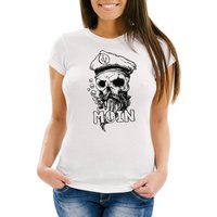 Neverless Print-Shirt Damen T-Shirt Moin Kapitän Totenkopf Anker Bart Hamburg Fashion Streetstyle Slim Fit Neverless® mit Print von Neverless