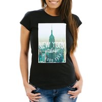 Neverless Print-Shirt Damen T-Shirt New York Skyline Foto Print Slim Fit Neverless® mit Print von Neverless