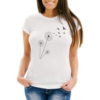 Neverless Print-Shirt Damen T-Shirt Pusteblume Vögel Dandelion Birds Slim Fit Neverless® mit Print von Neverless