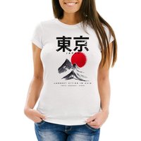 Neverless Print-Shirt Damen T-Shirt Tokyo Asia Japan Berge City Urban Kanji Slim Fit Neverless® mit Print von Neverless