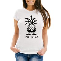 Neverless Print-Shirt Damen T-Shirt Totenkopf Ananas Bad Karma Pineapple Skull Slim Fit Neverless® mit Print von Neverless