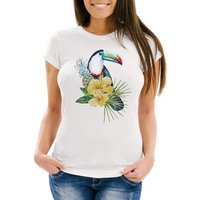 Neverless Print-Shirt Damen T-Shirt Tucan Ananas Tropical Summer Jungle Paradise Pineapple Slim Fit Neverless® mit Print von Neverless