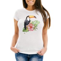 Neverless Print-Shirt Damen T-Shirt Tucan Tropical Summer Jungle Paradise Hummingbird Slim Fit Neverless® mit Print von Neverless