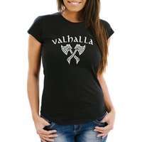 Neverless Print-Shirt Damen T-Shirt Valhalla Viking Axt Nordische Mythologie Odin Fashion Streetstyle Slim Fit Neverless® mit Print von Neverless