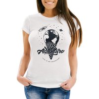 Neverless Print-Shirt Damen T-Shirt Weltkugel Erde Eis Eiswaffel Adventure Vintage Earth Weltkarte Slim Fit Neverless® mit Print von Neverless