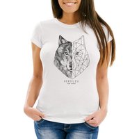 Neverless Print-Shirt Damen T-Shirt Wolf Polygon Kunst Grafik Tiermotiv Fashion Streetstyle Neverless® mit Print von Neverless