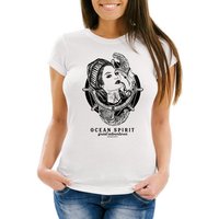 Neverless Print-Shirt Damen T-Shirt Woman Sailor Captain Pin-Up Kapitän Slim Fit Neverless® mit Print von Neverless