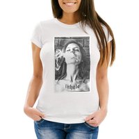 Neverless Print-Shirt Damen T-Shirt mit Frauen Print Inhale Weed Rauchen Slim Fit Neverless® mit Print von Neverless