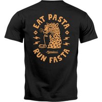 Neverless Print-Shirt Herren T-Shirt Backprint Aufdruck Schrift Eat Pasta Brustlogo Retro mit Print von Neverless