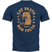 Neverless Print-Shirt Herren T-Shirt Backprint Aufdruck Schrift Eat Pasta Brustlogo Retro mit Print von Neverless
