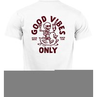 Neverless Print-Shirt Herren T-Shirt Backprint Good Vibes Only Quitsche-Ente Motivprint mit Print von Neverless