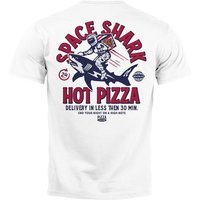 Neverless Print-Shirt Herren T-Shirt Backprint Rückendruck Schriftzug Hot Pizza Space Shark mit Print von Neverless