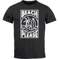 Neverless Print-Shirt Herren T-Shirt Beach Please Surfing Surfboard Wave Welle Sommer Print mit Print von Neverless