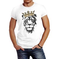 Neverless Print-Shirt Herren T-Shirt König der Tiere Löwen-Kopf mit Krone Slim Fit Neverless® mit Print von Neverless