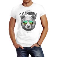 Neverless Print-Shirt Herren T-Shirt Löwe Bär Sonnenbrille Palmen Summer California Slim Fit Neverless® mit Print von Neverless