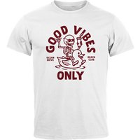 Neverless Print-Shirt Herren T-Shirt Printshirt Spruch Good Vibes Only Skelett-Motiv Sommer mit Print von Neverless