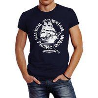 Neverless Print-Shirt Herren T-Shirt Segelschiff Piratenschiff Slim Fit Neverless® mit Print von Neverless