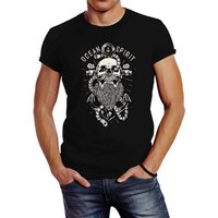 Neverless Print-Shirt Herren T-Shirt Skull Captain Anker Totenkopf Bart Kapitän Ocean Spirit Slim Fit Neverless® mit Print von Neverless