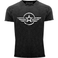 Neverless Print-Shirt Herren Vintage Shirt Airforce Stern Army Military Aufdruck Printshirt T-Shirt Aufdruck Used Look Slim Fit Neverless® mit Print von Neverless