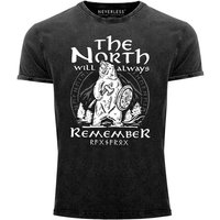 Neverless Print-Shirt Herren Vintage Shirt Bär Wiking Adventure Runen the North Natur Print Aufdruck Printshirt T-Shirt Aufdruck Neverless® mit Print von Neverless