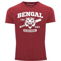 Neverless Print-Shirt Herren Vintage Shirt Bengal Tiger Baseball Sport USA Printshirt T-Shirt Aufdruck Used Look Slim Fit Neverless® mit Print von Neverless