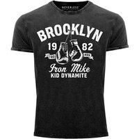 Neverless Print-Shirt Herren Vintage Shirt Boxen Iron Mike Brooklyn Retro Design Printshirt T-Shirt Aufdruck Used Look Neverless® mit Print von Neverless