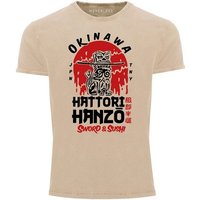 Neverless Print-Shirt Herren Vintage Shirt Hattori Hanzo Sword and Sushi Okinawa Japan Schriftzeichen Superior Design Used Look Neverless® mit Print von Neverless