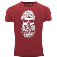 Neverless Print-Shirt Herren Vintage Shirt Moin Totenkopf Anker Skull Printshirt T-Shirt Aufdruck Used Look Slim Fit Neverless® mit Print von Neverless