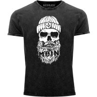 Neverless Print-Shirt Herren Vintage Shirt Moin Totenkopf Anker Skull Printshirt T-Shirt Aufdruck Used Look Slim Fit Neverless® mit Print von Neverless