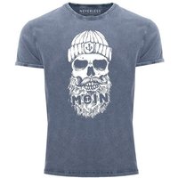 Neverless Print-Shirt Herren Vintage Shirt Moin Totenkopf Anker Skull Printshirt T-Shirt Aufdruck Used Look Slim Fit Neverless® mit Print von Neverless