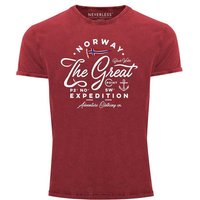 Neverless Print-Shirt Herren Vintage Shirt Norwegen The Great Expedition Outdoor Adventure Printshirt T-Shirt Aufdruck Used Look Neverless® mit Print von Neverless