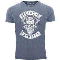 Neverless Print-Shirt Herren Vintage Shirt See You in Valhalla Wikinger Totenkopf Skull Printshirt T-Shirt Aufdruck Used Look Neverless® mit Print von Neverless