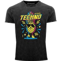 Neverless Print-Shirt Herren Vintage Shirt Techno Tanzen Lustig Ananas Rave Party Printshirt mit Print von Neverless