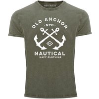 Neverless Print-Shirt Herren Vintage Shirt gekreuzte Anker Old Anchor Nautical Used Look Neverless® mit Print von Neverless