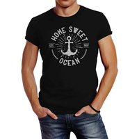 Neverless Print-Shirt Neverless® Herren T-Shirt Anker Logo maritim Home Sweet Ocean Schriftzug Fashion Streetstyle mit Print von Neverless